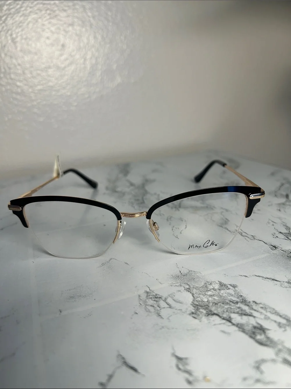 Max Cole MC1517 Women’s Semi-Rimless Eyeglass Frames Black Gold 51-17-140